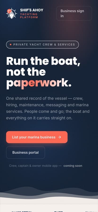 Ship's Ahoy — the same build on mobile